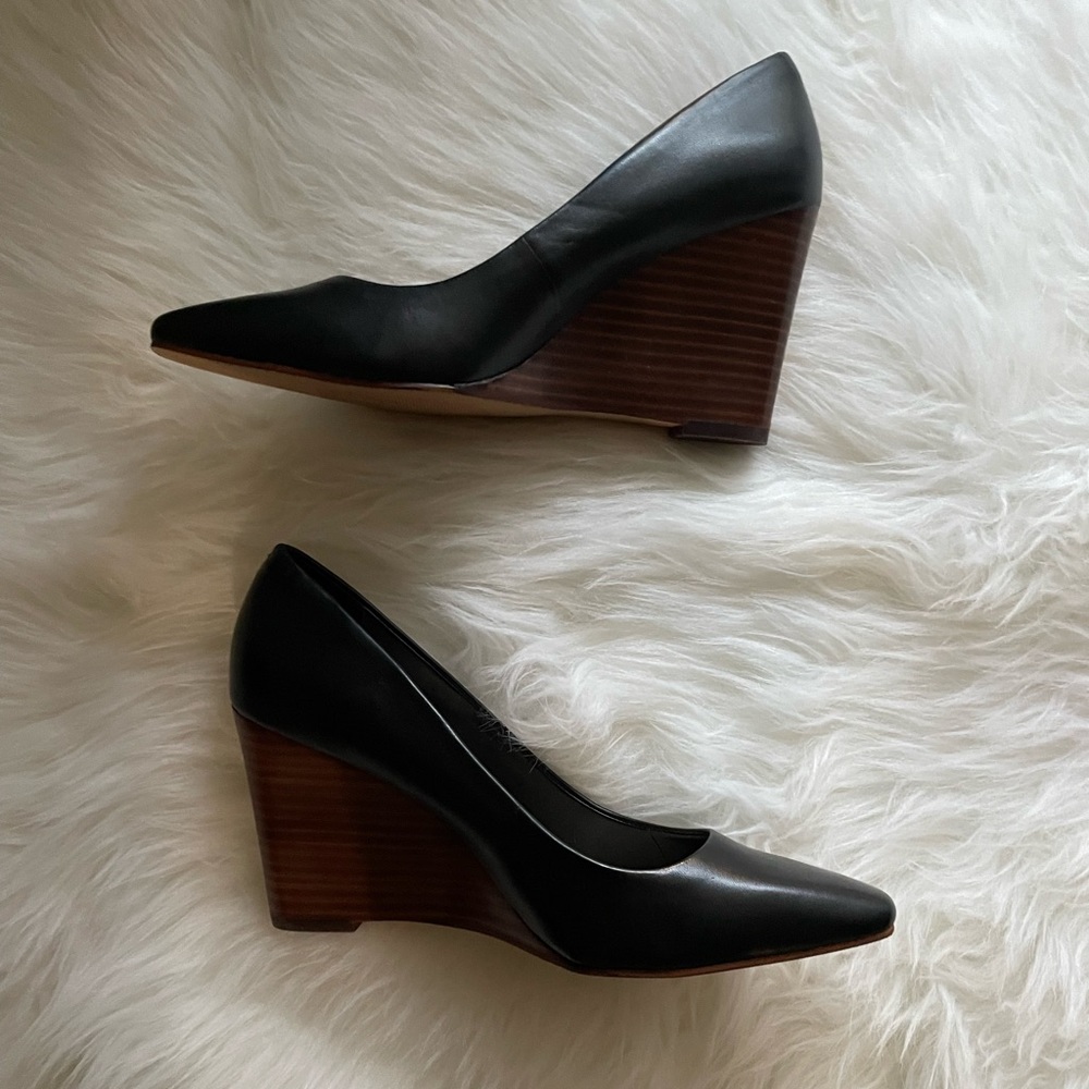 Black wedge heels by Vince Camuto